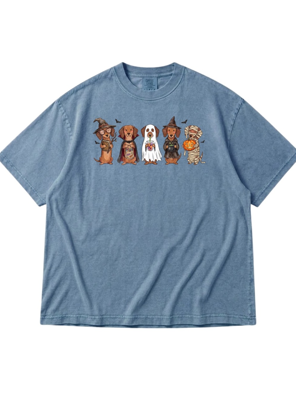 Blue Jean Halloween Dachshund Graphic Tee - Gift For Her, For Him
